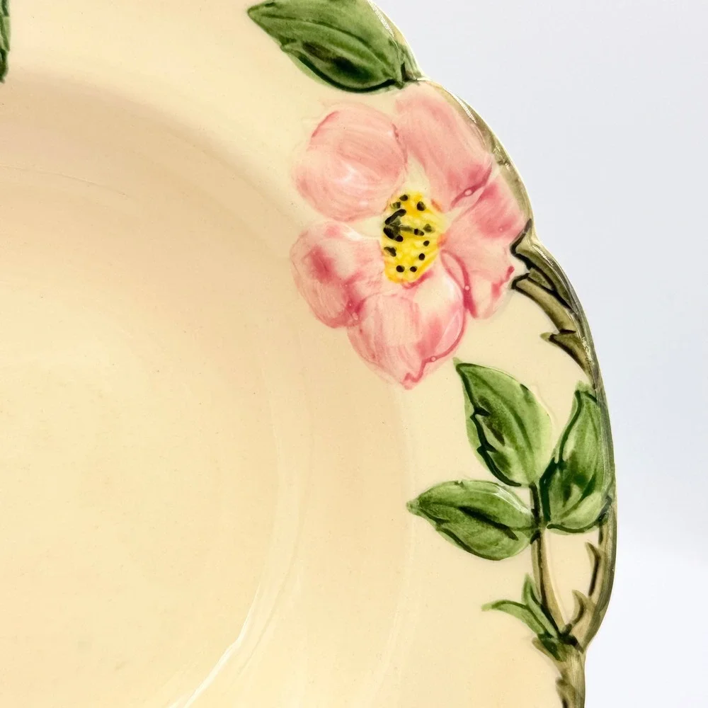 VTG Franciscan Desert Rose Rimmed Soup Bowl California USA Hand Decorated